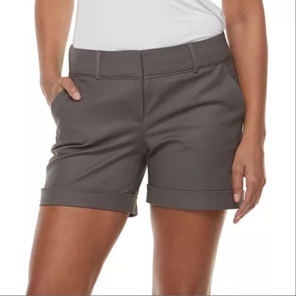 Apt. 9 Torie Printed Mid Rise Cuffed Hem Chino Shorts Black White 4 - Picture 10 of 10